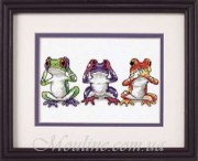 Набор для вышивания крестом Tree Frog Trio / Лягушечье трио DIMENSIONS