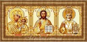 Вышивка бисером Повна скриня схема Триптих Богородица Казанская, Иисус, Святой Николай АР 1047
