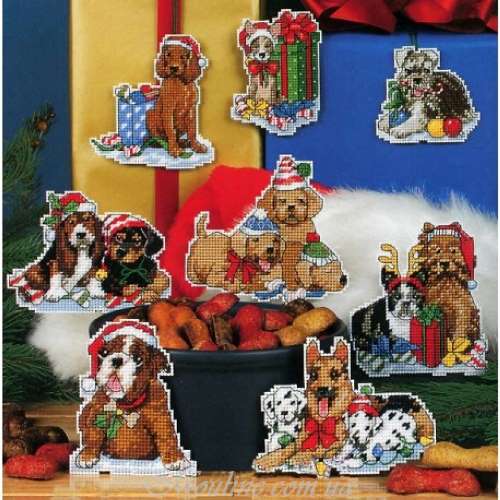 4465 Елочные игрушки Новогодние собаки Набор для вышивания Classic Design