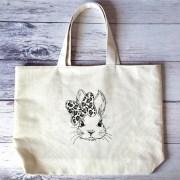 Еко-сумка шопер із вишивкою з кроликом LB786