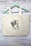 Еко-сумка шопер із вишивкою з кроликом LB786