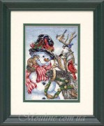 Набор для вышивания крестом DIMENSIONS Снеговик и олень / Snowman & Reindeer
