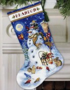 Набор для вышивания Дименшенс 08839 Snowman & Friends Stocking / Снеговик и друзья Чулок
