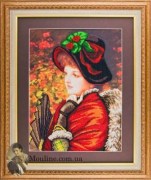 Ткань с рисунком для вышивания бисером Девушка в шляпке А-526 Ангеліка