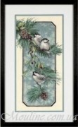 Набор для вышивания DIMENSIONS 03199 Снегири на ветке / Chickadees on a Branch