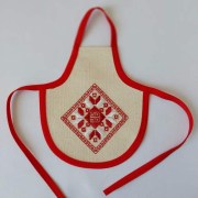 Фартух на пляшку з вишивкою, Орнамент червоний 