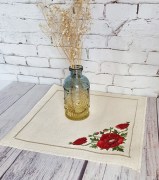 Серветка з вишивкою Мак червоний