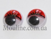 Глаза с ресницами для игрушек 10 мм красный