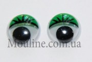 Глаза с ресницами для игрушек 10 мм зеленый пара