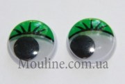 Глаза с ресницами для игрушек 15 мм зеленые