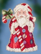 Набір для вишивання, Candy Cane Santa / Санта з тростиною, Mill Hill JS202016