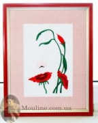Картина в рамке с паспарту Лицо-цветы 