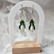 Сережки Пінгвіни в стилі Лемпворк ручної роботи, зелені