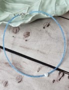 Чокер з прісноводною мушлею Серце та чеським бісером блакитний