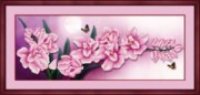 Набор LasKo частичная выкладка на холсте камнями 5D Розовые цветы 024