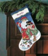 Набор для вышивания Дименшенс 8714 Санта и снеговик / Santa & Snowman Stocking