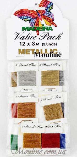 Madeira 9706, Metallic №4 12 карточек х 3 м блестящие нитки для вышивания (Value Packs)