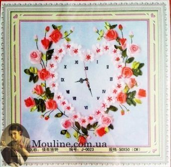 Набор для вышивания лентами Часы Сердце J-0023 Ribbon Embroidery