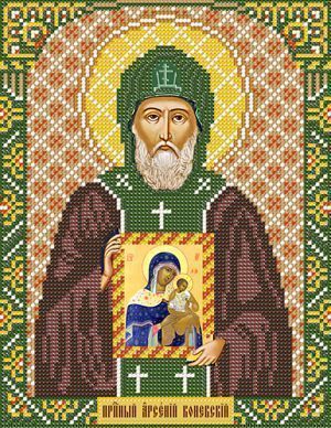 Вышивка бисером иконы Святой Прп. Арсений Коневский 9215