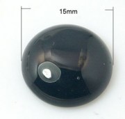 Кабошон 15 мм, черный агат