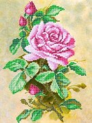 Ткань с нанесенным рисунком Роза для вышивания бисером Ангеліка 