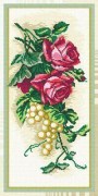 Канва с рисунком для вышивания нитками Розы и виноград S-56
