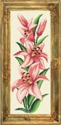 Канва с рисунком 20×50 см Розовые лилии S-43