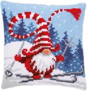 Набор для вышивания Вервако Подушка Christmas gnome skiin / Рождественский гном на лыжах PN-0172809