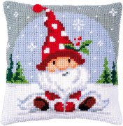PN-0188665 Набір для вишивання хрестом (подушка) Вервако Christmas gnome in snow "Різдвяний гном у снігу"